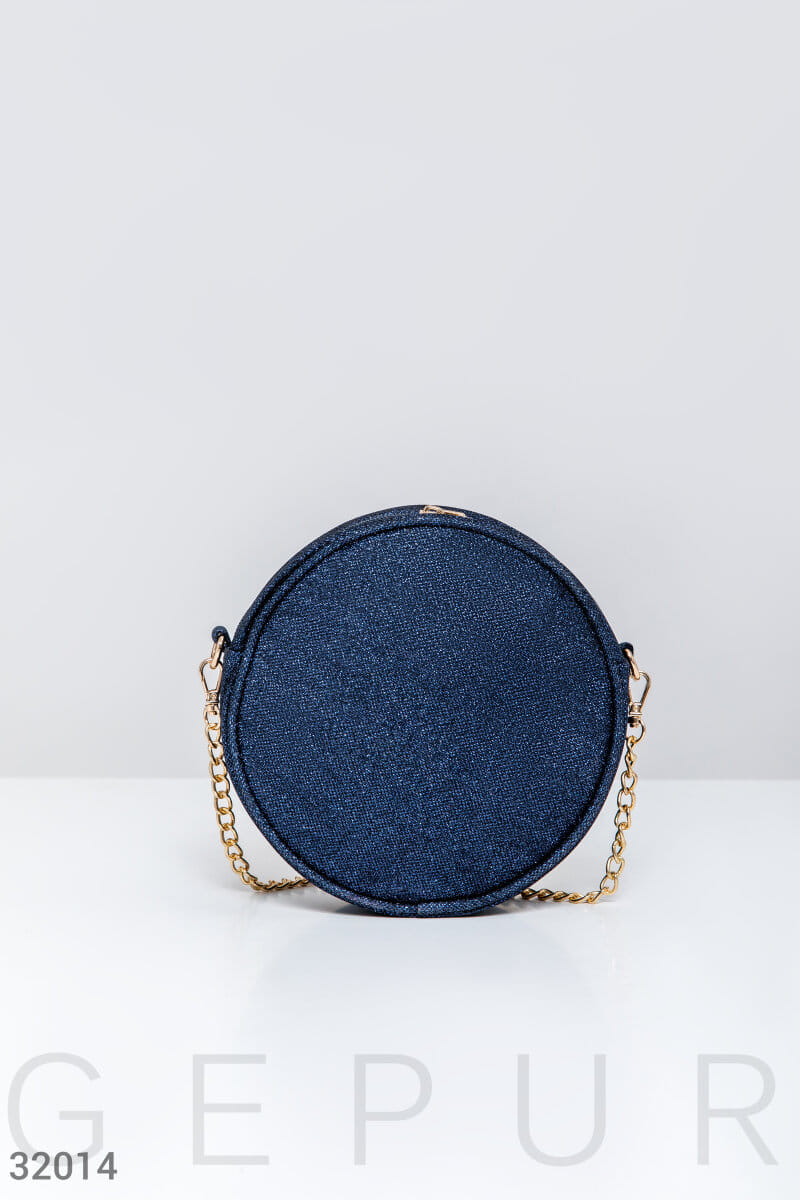 Круглая блестящая сумка Leather trend