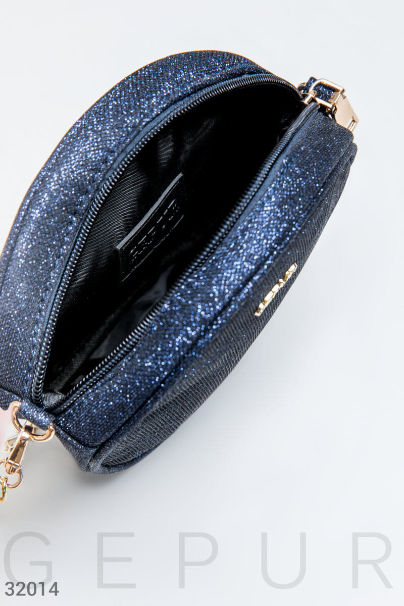 Круглая блестящая сумка Leather trend