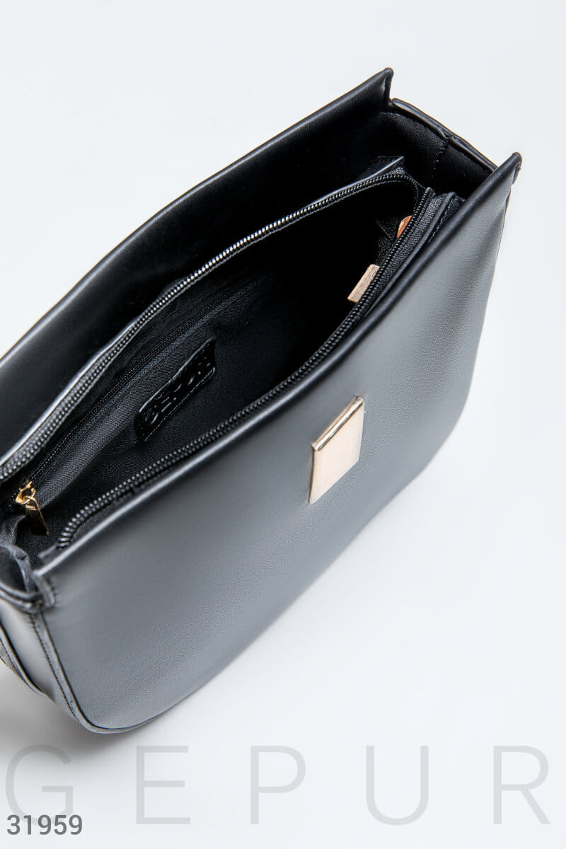 Черная структурированная сумка Leather trend