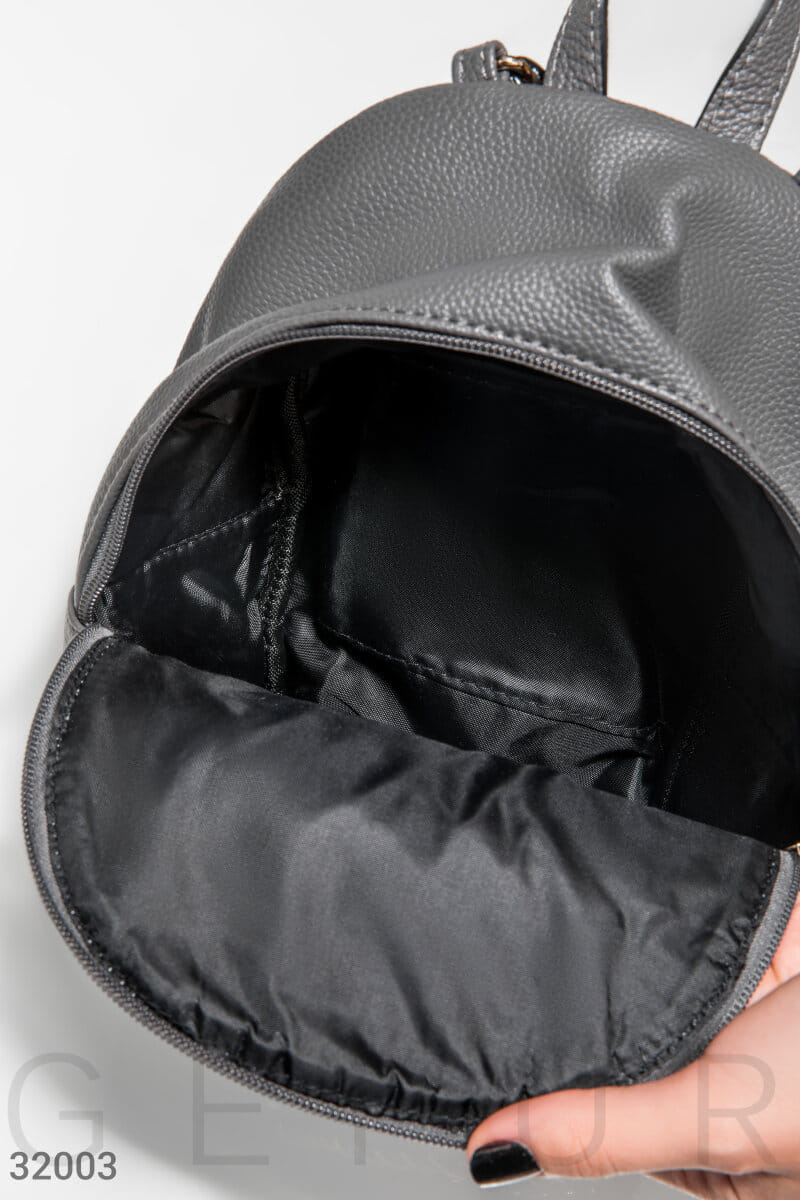 Маленький серый рюкзак Leather trend