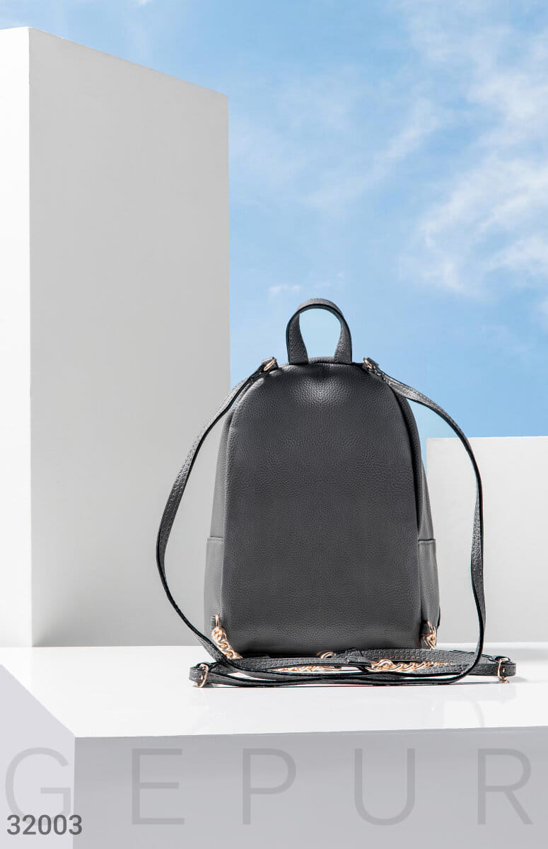 Маленький серый рюкзак Leather trend