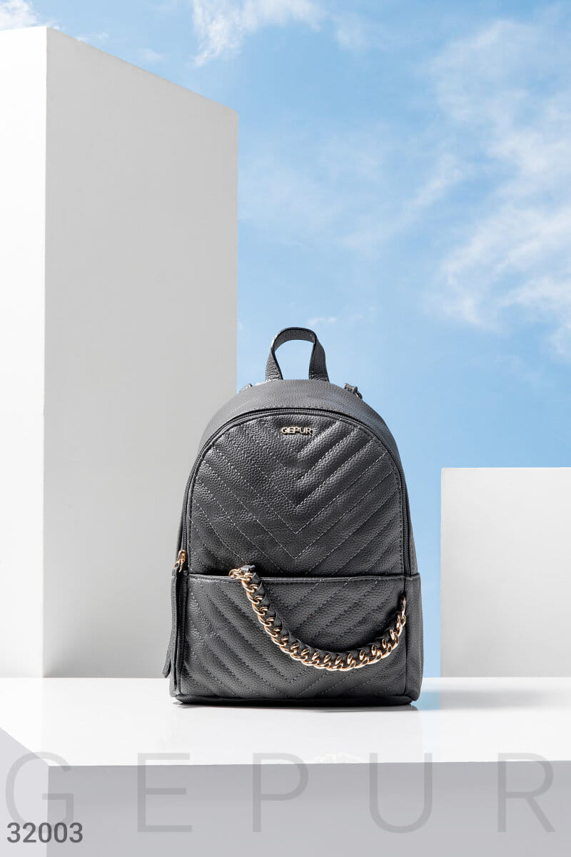 Маленький серый рюкзак Leather trend