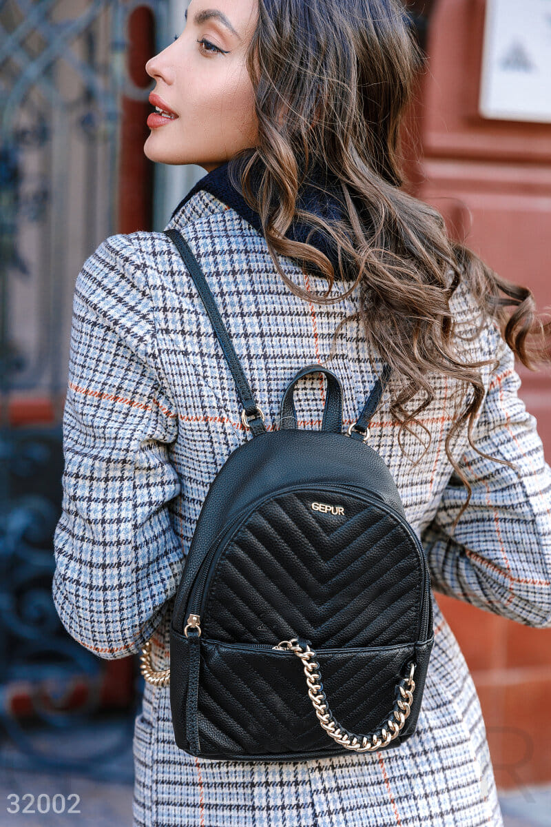 Городской черный рюкзак Leather trend