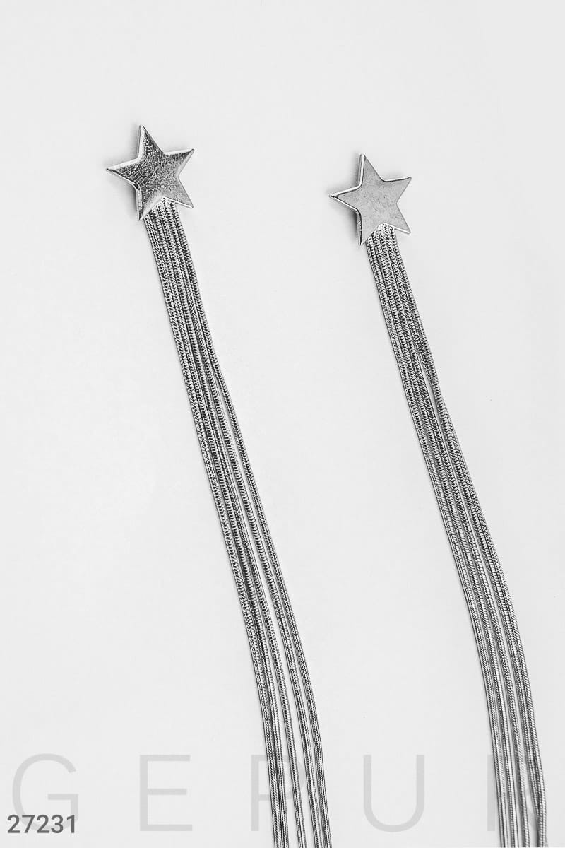 Серебристые серьги со звездами Dancing queen