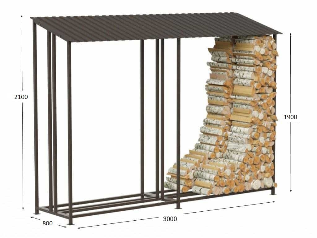 Уличный металлический дровник КУБ 3+2 (Pionehr)