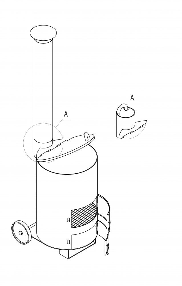 Мусоросжигательная печь - бочка УСМ-150 5 мм (Pionehr)