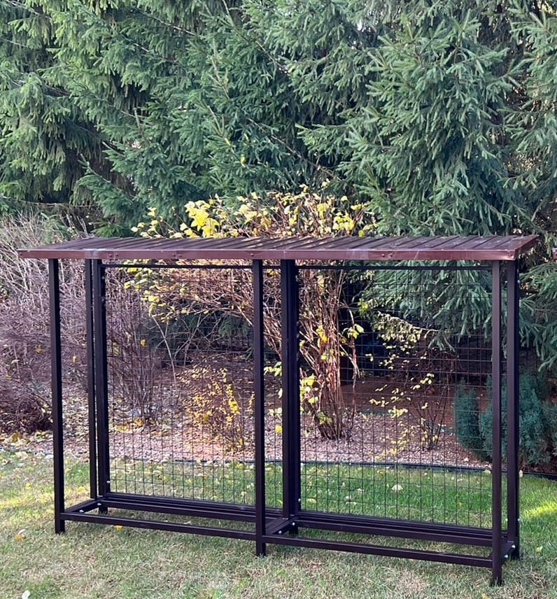 Уличная металлическая дровница КУБ-3М с сеткой (Pionehr)