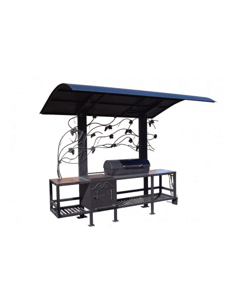 Супермангал гриль барбекю и смокер "Абу-Даби" с обратной тягой, угловым столом и полками