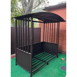 Дровница уличная из металла КУБ с экраном (Pionehr)