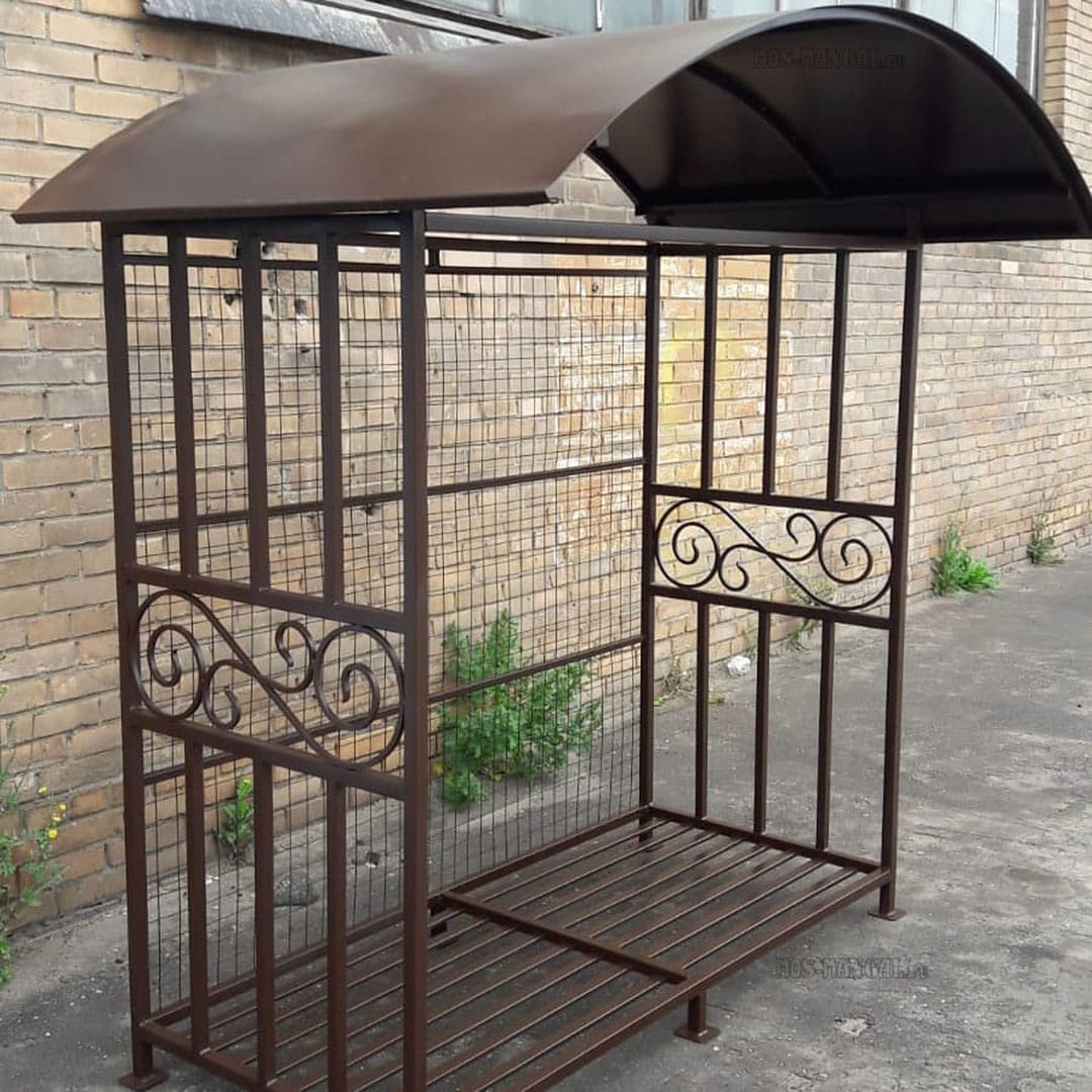 Уличная дровница КУБ с большой крышей (Пионэр)