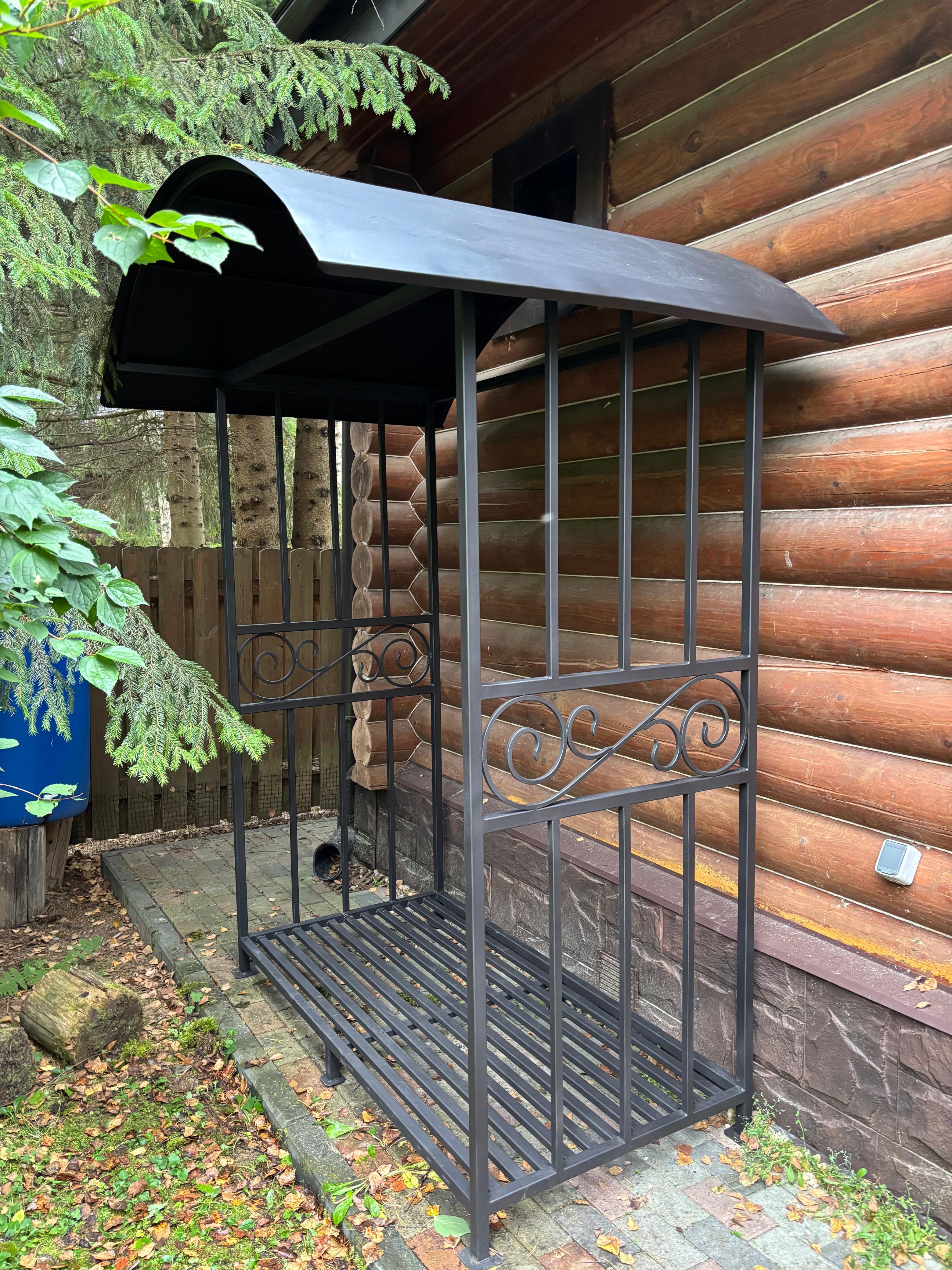 Уличная дровница КУБ с большой крышей (Пионэр)