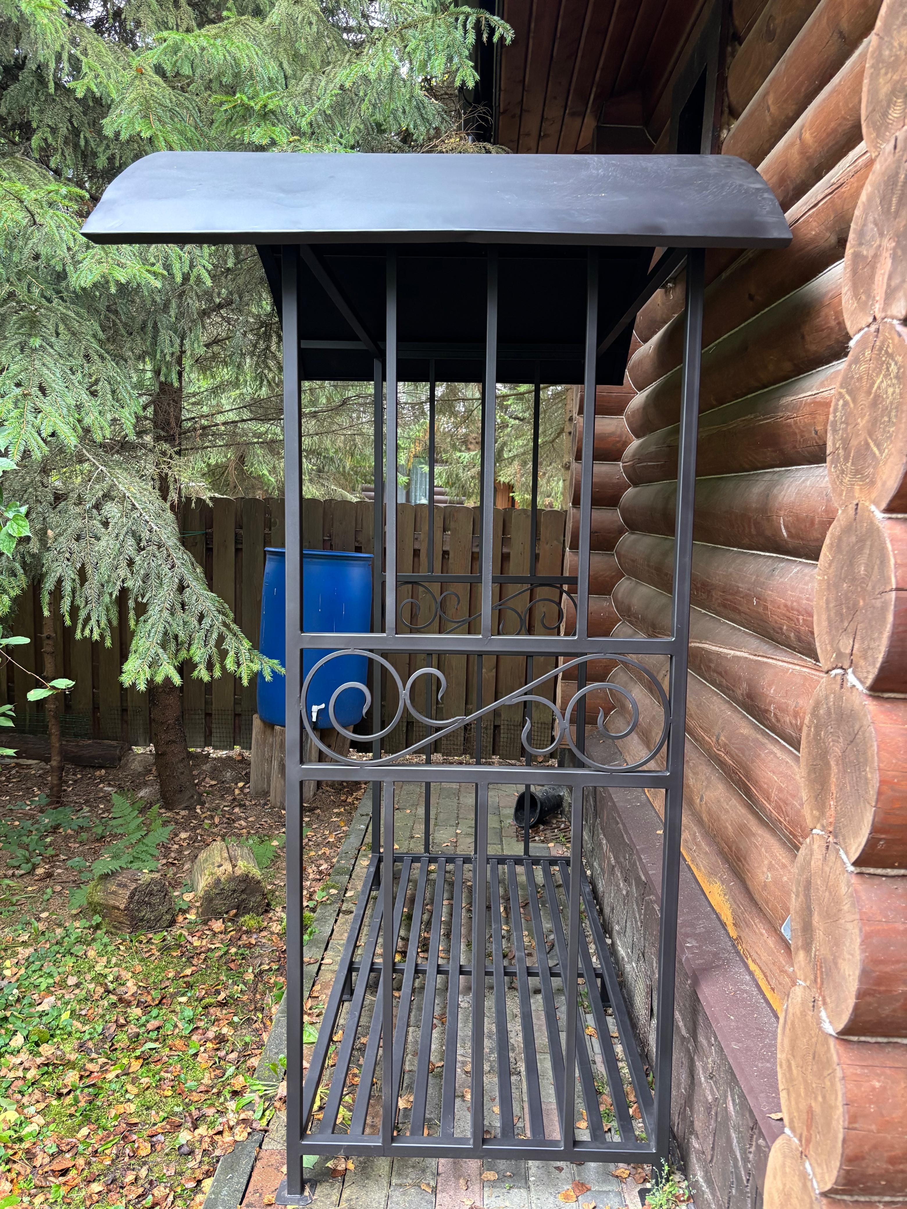 Уличная дровница КУБ с большой крышей (Пионэр)