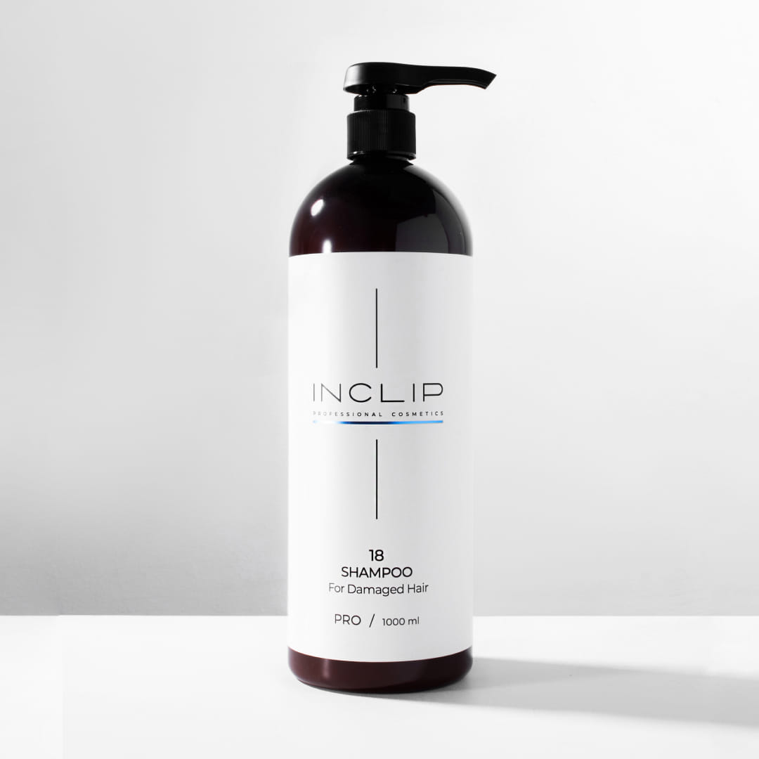 №18 Шампунь для реконструкции поврежденных волос с кератином Inclip, 1000 мл INCLIP