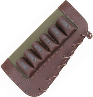Патронташ на приклад ХСН на 6 патронов Хант, VIP кожа, калибр 12