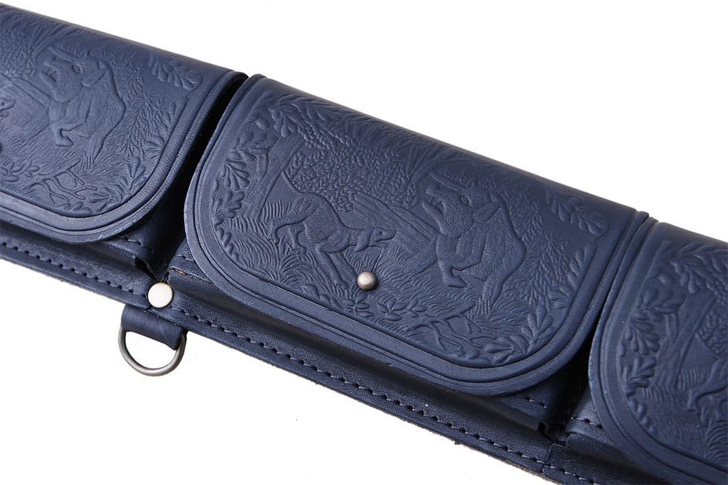 Патронташ закрытый ХСН на 24 патрона, Люкс черная кожа, калибр 12