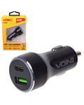 Автомобильное зарядное устройство VOIN 45W, 1USB QC3.0 18W + 1PD 27W, 12/24V (C-45205Q) Vitol