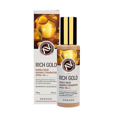 Тональная основа с золотом для сияния кожи Enough Rich Gold Double Wear Radiance Foundation SPF50+ PA+++, 100гр.