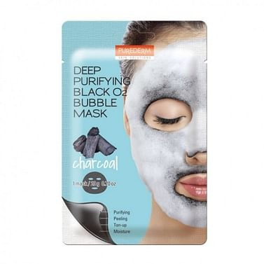 Кислородная маска для лица PUREDERM Deep Purifying Black O2 Bubble Mask, 20гр. - Древесный уголь