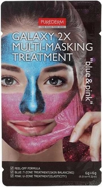Маска для лица (комбинированная) PUREDERM Galaxy 2X Multi-Masking Treatment Blue & Pink, 2*6 гр.