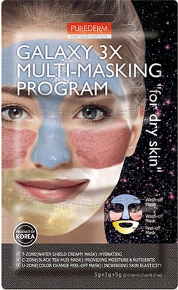 Комбинир. набор масок для сухой кожи PUREDERM Galaxy 3X Multi-Masking Program For Dry Skin, 3*5гр.