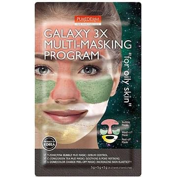 Комбинированный набор масок для жирной кожи Purederm PUREDERM Galaxy 3X Multi-Masking Program For Oily Skin, 3*5гр.
