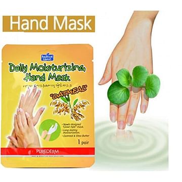 Ультра-увлажняющая маска-перчатки для рук PUREDERM Daily Moisturizing Hand Mask Oatmel, 1 пара