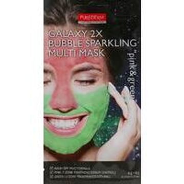 Комбинированная маска с активным кислородом для лица PUREDERM Galaxy 2X Bubble Sparkling Multi Mask Pink & Green, 2*6гр.