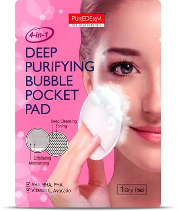 Подушечка (пэд) с пузырьками для глубокого очищения лица PUREDERM Deep Purifying Bubble Pocket Pad, 1шт.