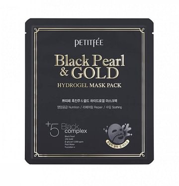 Гидрог.маска для лица с черным жемчугом Petitfee Black Pearl & Gold Hydrogel Mask Pack, 32гр./1шт.