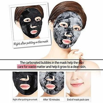 У/Т Антивозрастная пузырьковая маска для лица с порошком чёрного угля Elizavecca Black Solution Bubble Serum Mask Pack, 28гр.