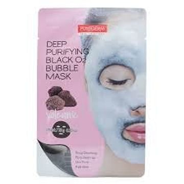 Кислородная маска для лица PUREDERM Deep Purifying Black O2 Bubble Mask, 20гр. - Вулканический пепел
