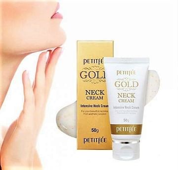 Антивозрастной крем для шеи с частицами золота Petitfee Gold Neck Cream, 50гр.