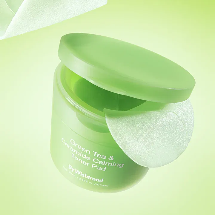 Успокаивающие пэды с зелёным чаем и церамидами By Wishtrend Green Tea and Ceramide Calming Toner Pad 70шт