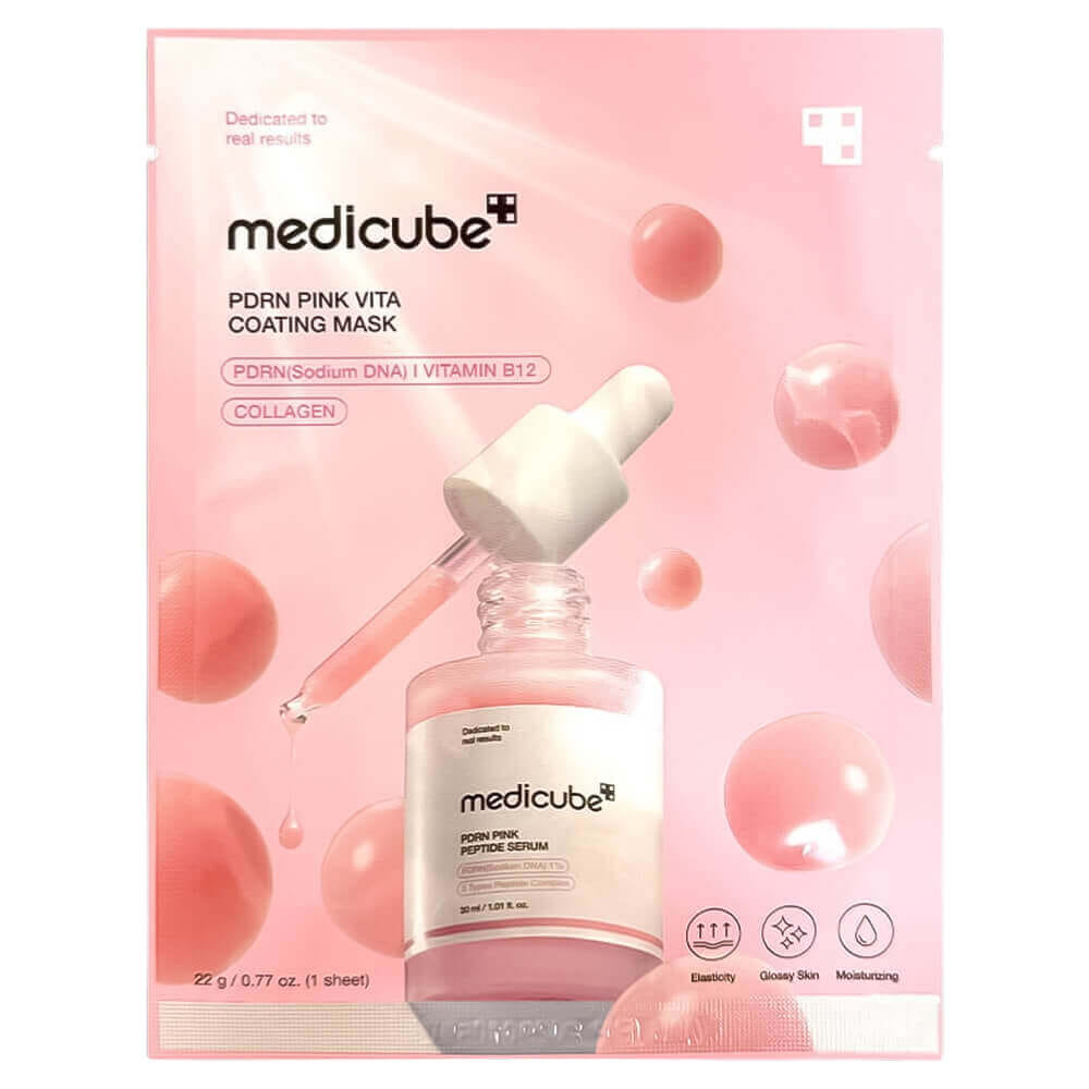 Тканевая маска с ПДРН и коллагеном для сияния кожи Medicube Pink Vita Coating Mask