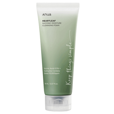 Гель-пенка для умывания с янтарной кислотой Anua Heartleaf Succinic Moisture Cleansing Foam 150мл