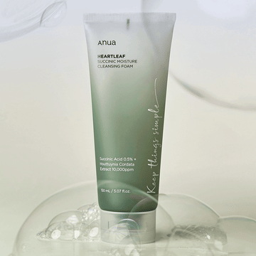 Гель-пенка для умывания с янтарной кислотой Anua Heartleaf Succinic Moisture Cleansing Foam 150мл
