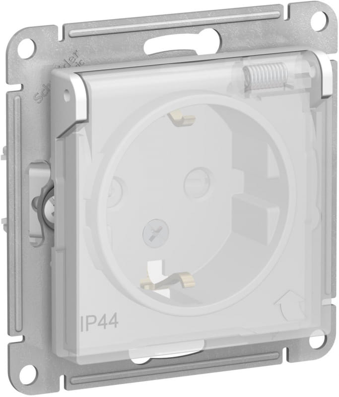 Розетка AtlasDesign Aqua с заземлением, со шторками, с крышкой, IP44, 16А, механизм Белый Schneider Electric ATN440146
