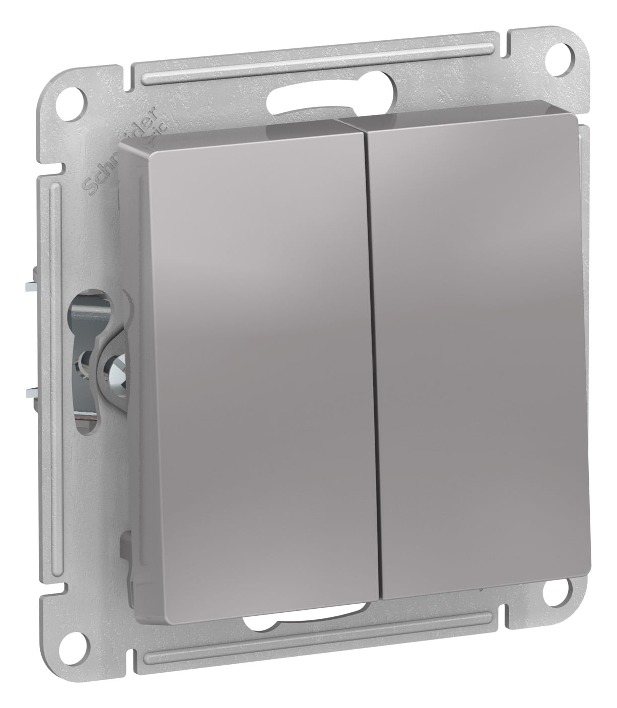 Выключатель AtlasDesign 2-клавишный, 10А, механизм Алюминий Schneider Electric ATN000351
