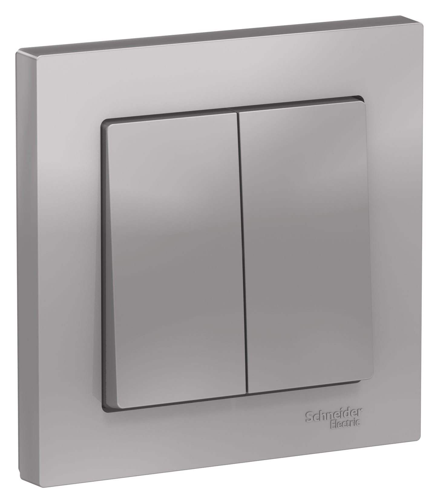 Выключатель AtlasDesign 2-клавишный, 10А, в сборе, Алюминий Schneider Electric ATN000352