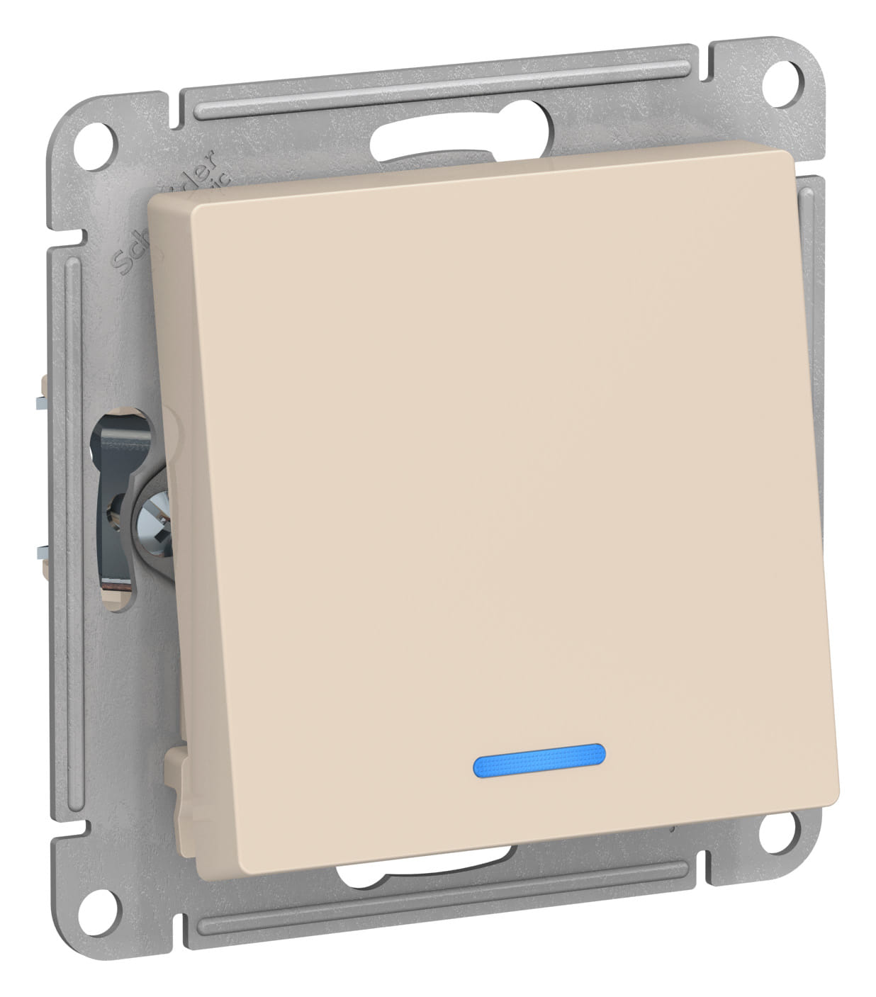Переключатель AtlasDesign с подсветкой 1-клавишный, 10А, механизм Бежевый Schneider Electric ATN000263