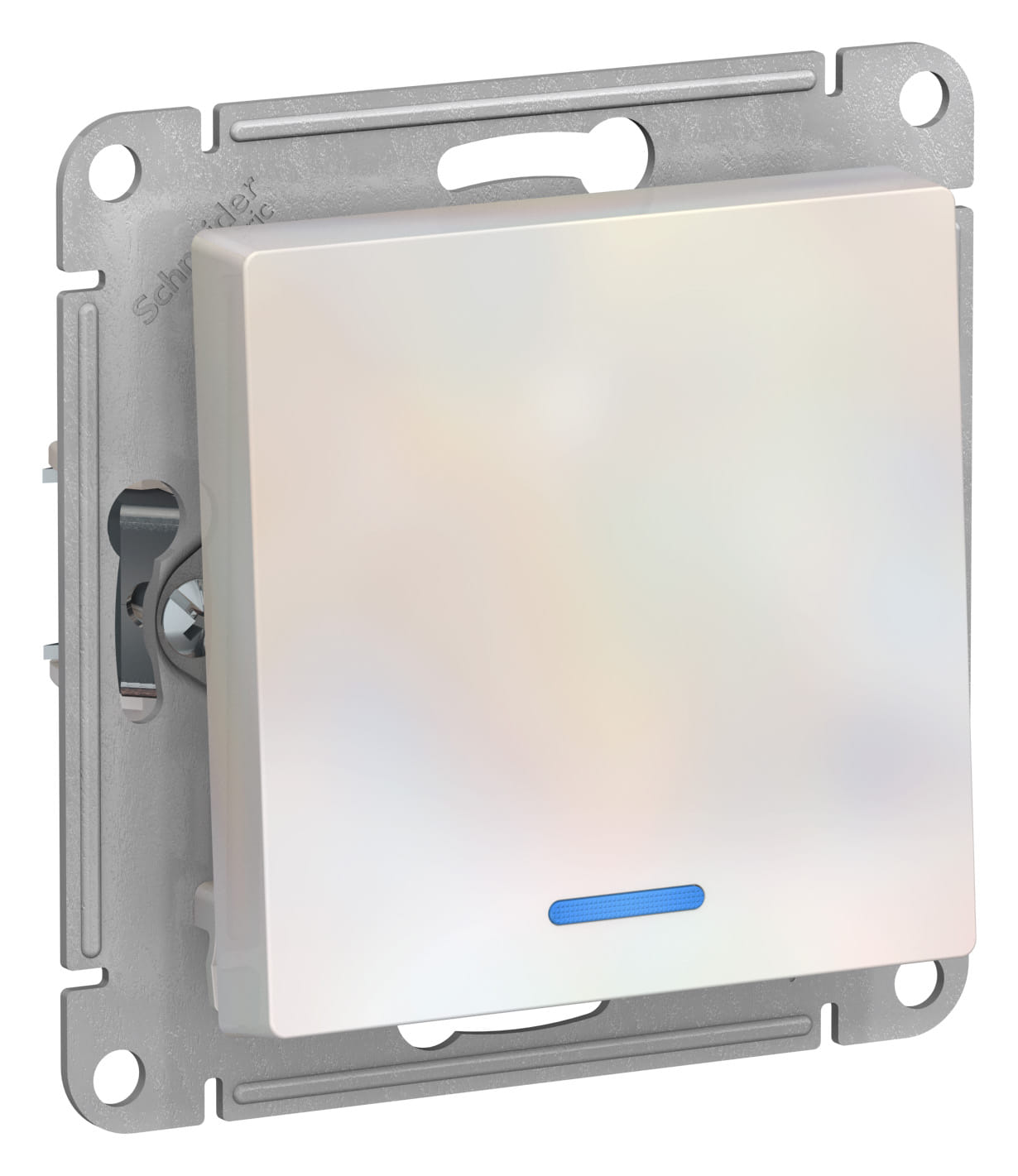 Выключатель AtlasDesign с подсветкой 1-клавишный, 10А, механизм Жемчуг Schneider Electric ATN000413