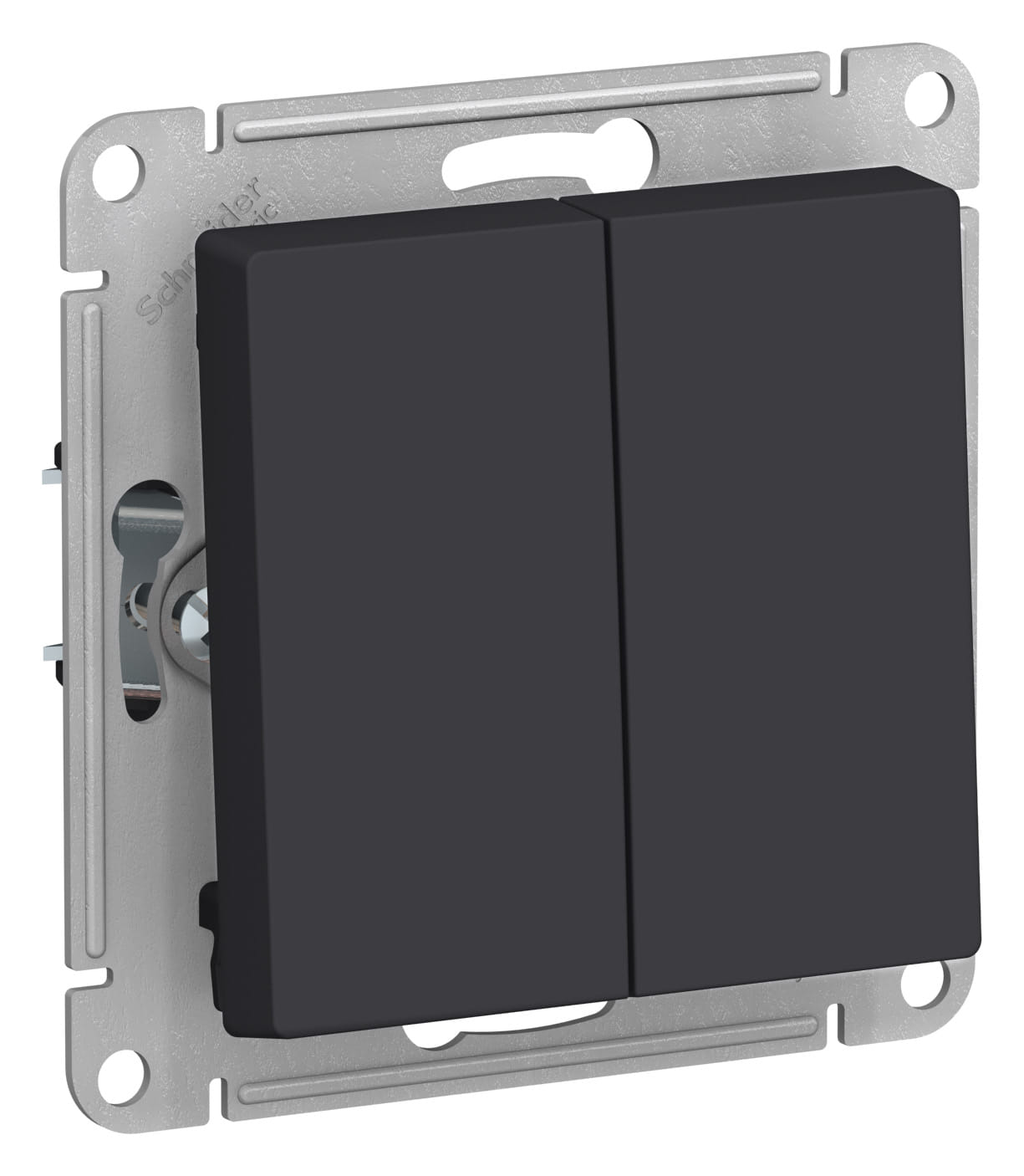 Выключатель AtlasDesign 2-клавишный, 10А, механизм Карбон Schneider Electric ATN001051