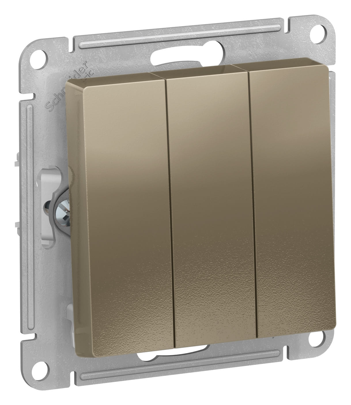 Выключатель AtlasDesign 3-клавишный, 10А, механизм Шампань Schneider Electric ATN000531