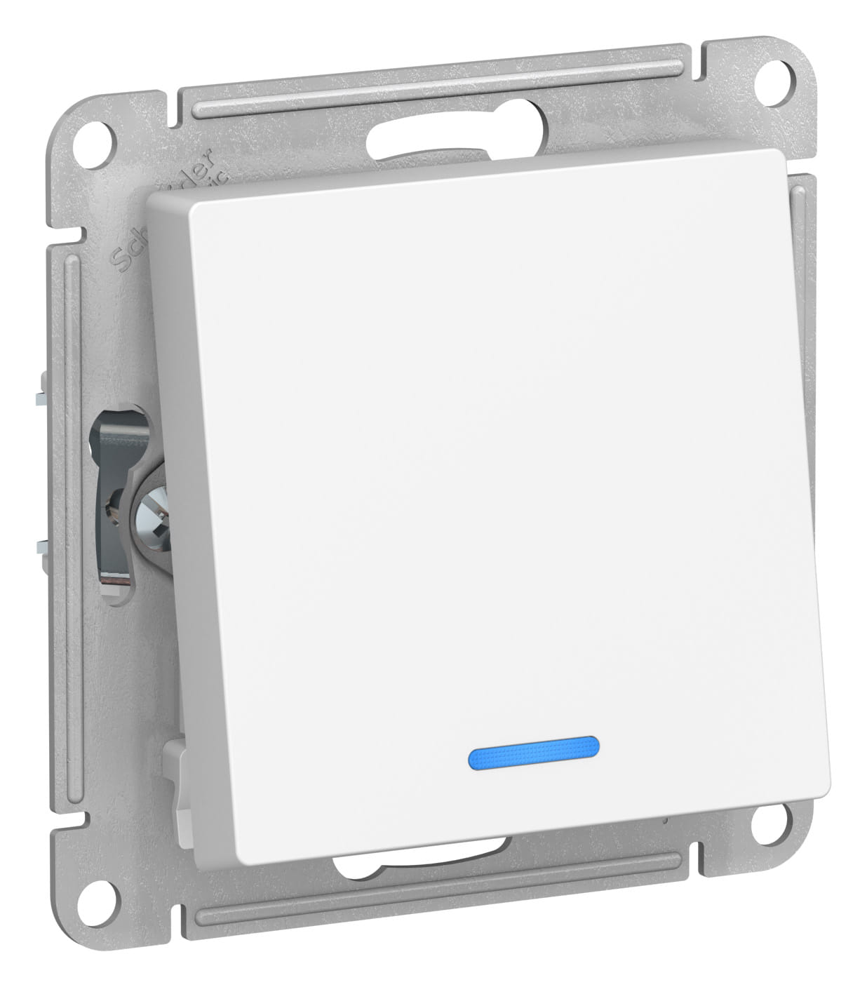 Переключатель AtlasDesign с подсветкой 1-клавишный, 10А, механизм Белый Schneider Electric ATN000163