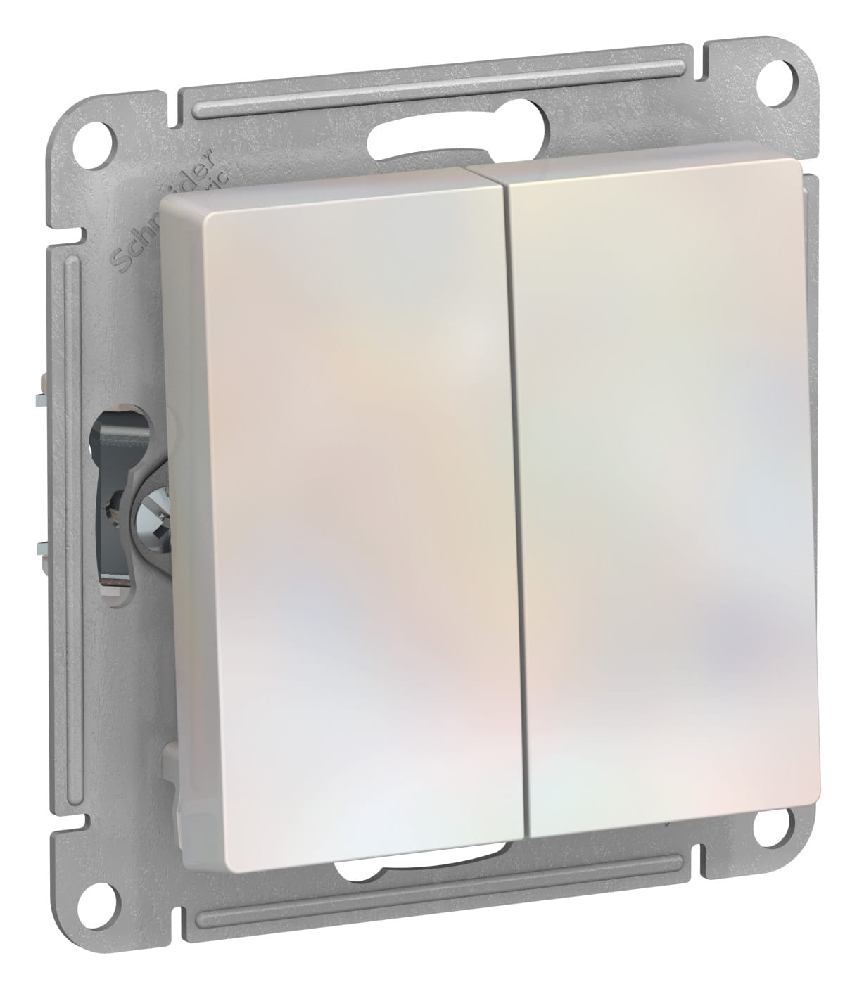 Переключатель AtlasDesign 2-клавишный, 10А, механизм Жемчуг Schneider Electric ATN000465