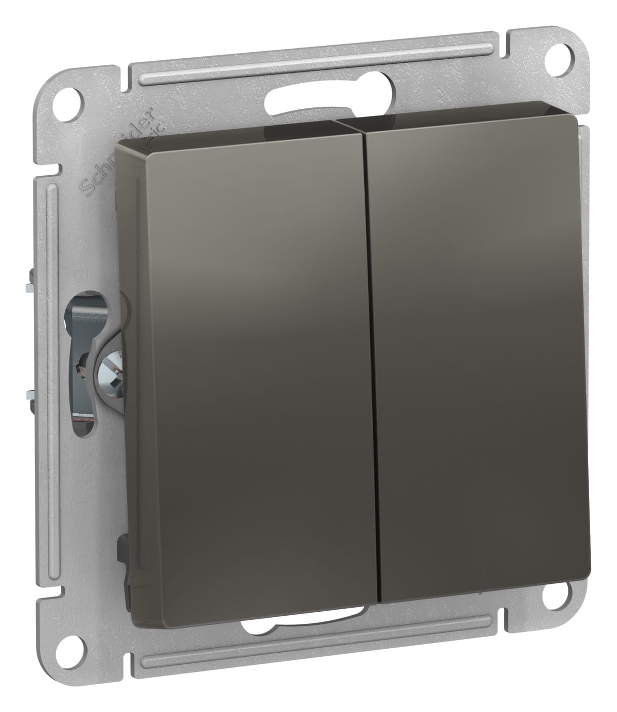 Переключатель AtlasDesign 2-клавишный, 10А, механизм Сталь Schneider Electric ATN000965