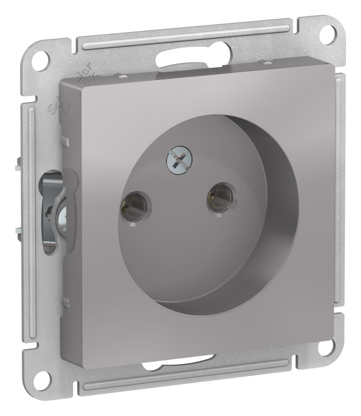 Розетка AtlasDesign без заземления, без шторок, 16А, механизм Алюминий Schneider Electric ATN000341