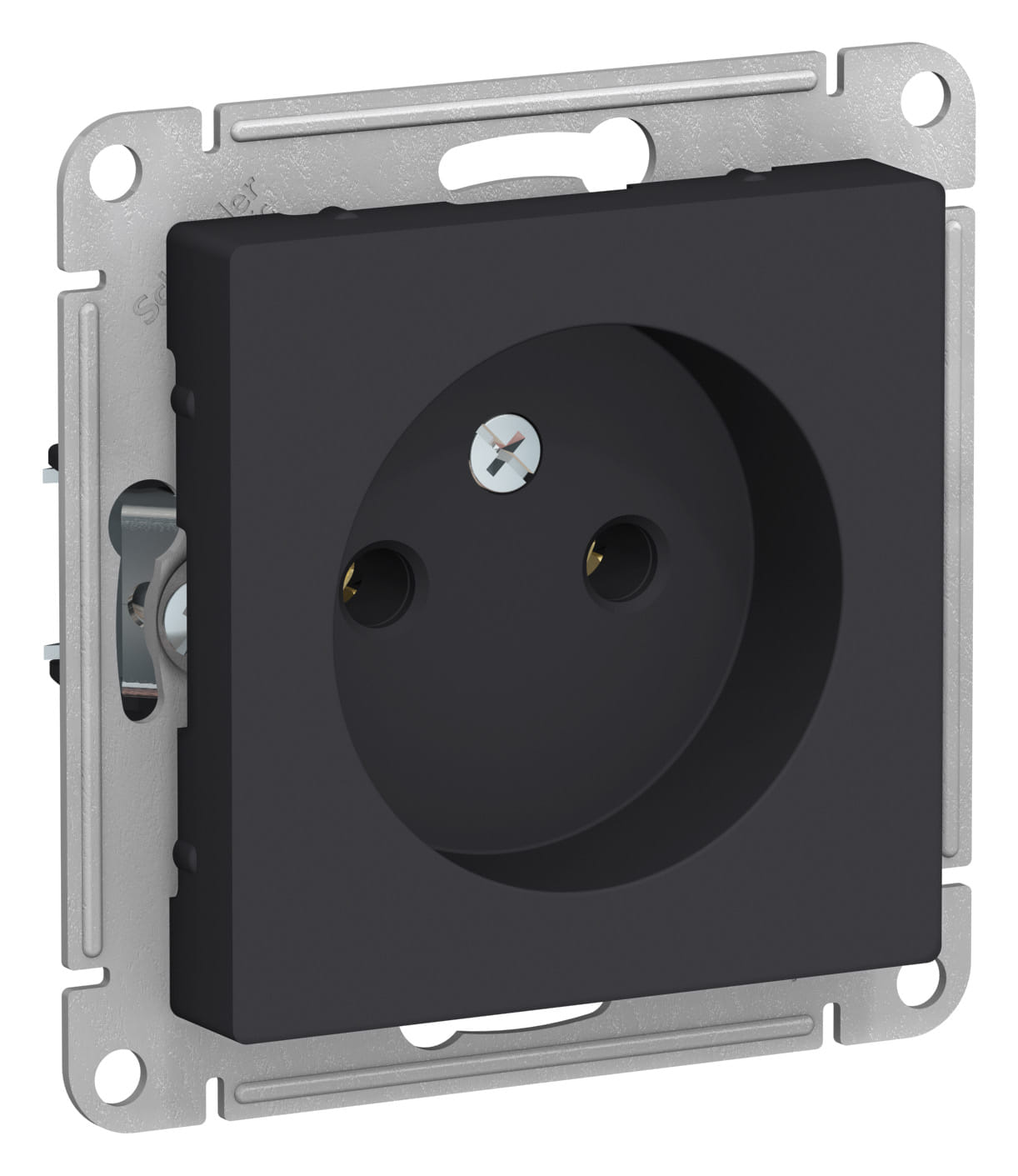 Розетка AtlasDesign без заземления, без шторок, 16А, механизм Карбон Schneider Electric ATN001041