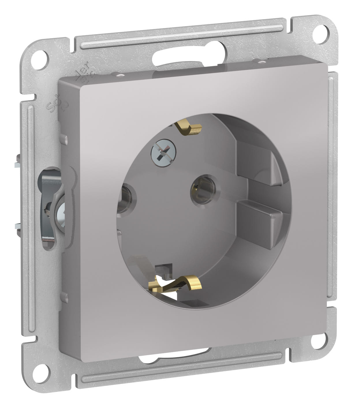 Розетка AtlasDesign с заземлением, 16А, механизм Алюминий Schneider Electric ATN000343