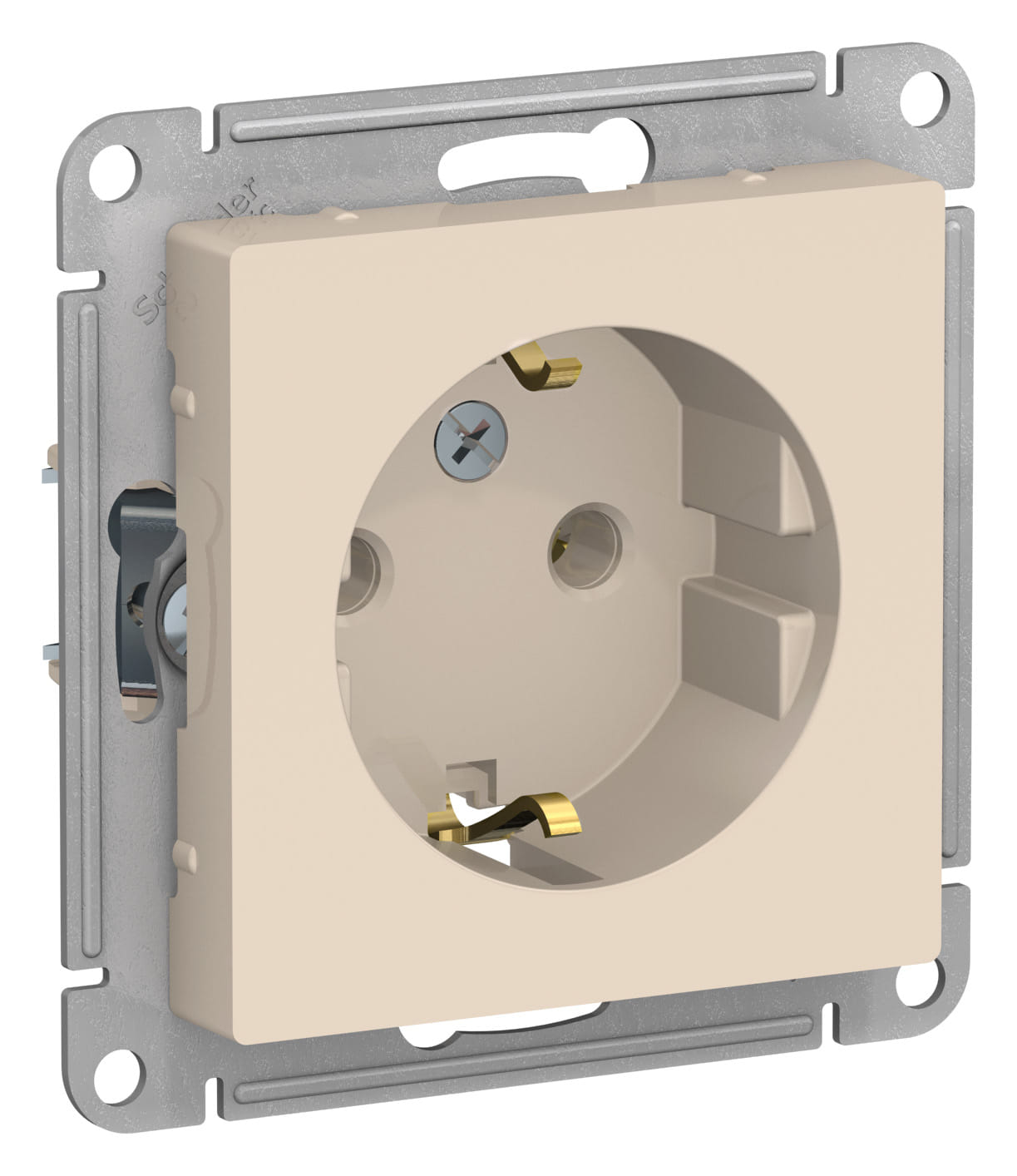 Розетка AtlasDesign с заземлением, 16А, механизм Бежевый Schneider Electric ATN000243